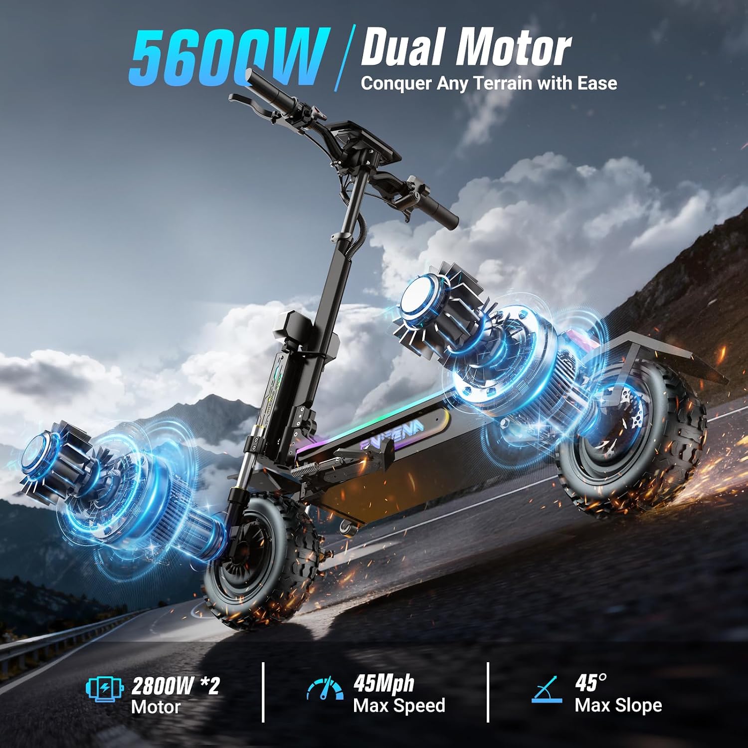 สกู๊ตเตอร์ไฟฟ้าสำหรับผู้ใหญ่ – - 60V 5600W Dual Motor Electric Scooter บทวิจารณ์และราคา