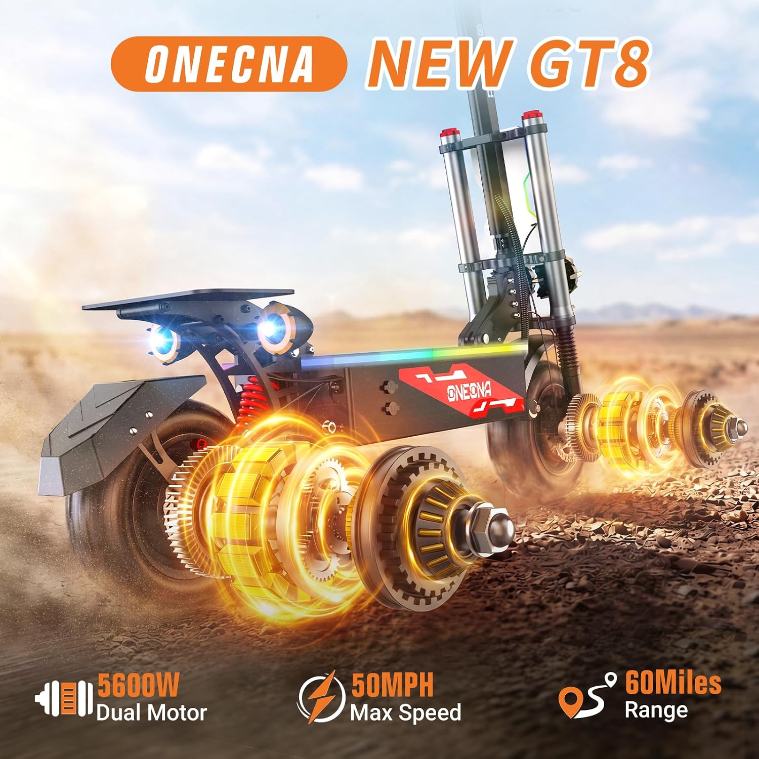 ONECNA GT8 สกู๊ตเตอร์ไฟฟ้าแบบพ - 60V 5600W Dual Motor Electric Scooter บทวิจารณ์และราคา