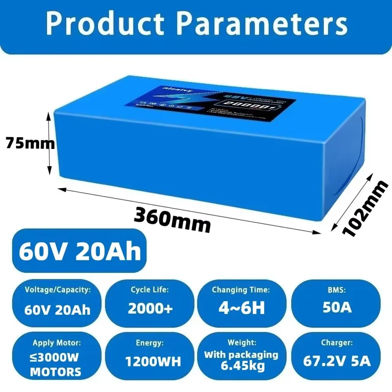 ชุดแบตเตอรี่ลิเธียม 21700 ขนาด - 60V 30Ah Electric Scooter Battery บทวิจารณ์และราคา