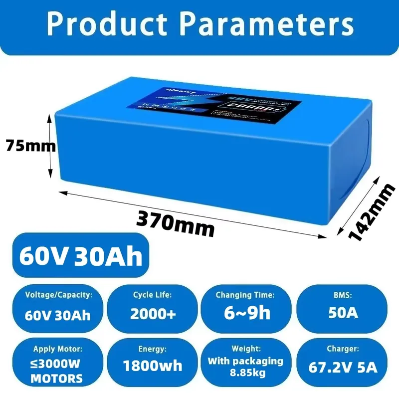 ชุดแบตเตอรี่ลิเธียม 21700 ขนาด - 60V 30Ah Electric Scooter Battery บทวิจารณ์และราคา